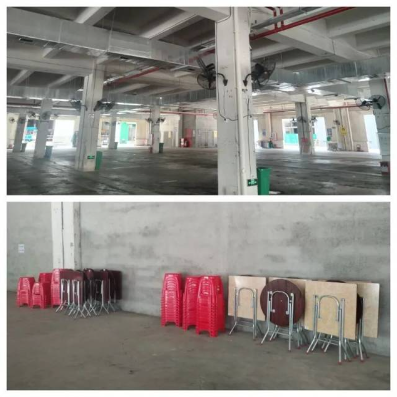 園區(qū)新風(fēng)系統(tǒng)和桌椅投入使用。